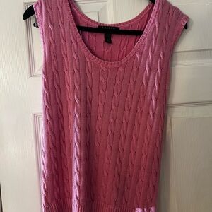 Ralph Lauren Pink Cable Knit Sleeveless Sweater